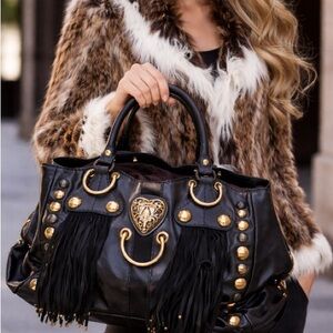 GUCCI LARGE FRINGE BABUSHKA TOTE LEATHER BAG, WILL INCLUDE THE STORAGE BAG SHOWN